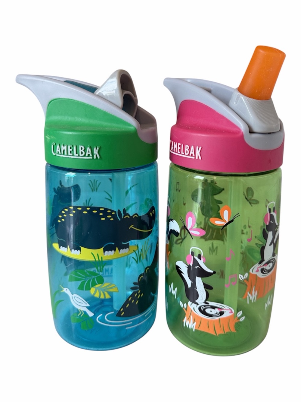 CamelBak Kids Water Bottles Set of 2 in Green, Blue & Pink Plus Valve Set